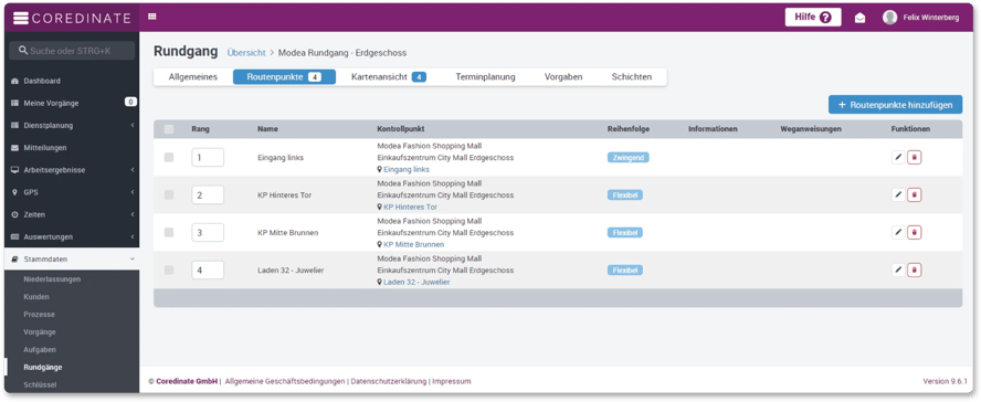 Rundgänge, Routenpunkte, Reihenfolge, Kontrollpunkte, OWKS, SAAS, Sicherheitsbranche