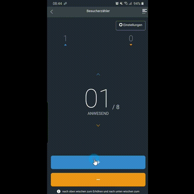 COREDINATE app visitor counter in action